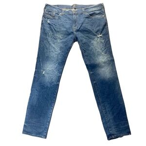 True Religion Men’s Distressed Slim Fit Jeans 40 Blue Denim
